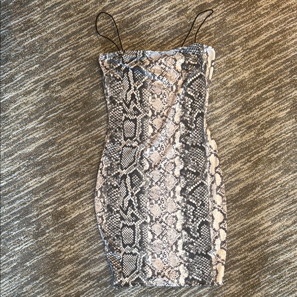 Bear Dance Snake Print Mini Dress - Black and Cream